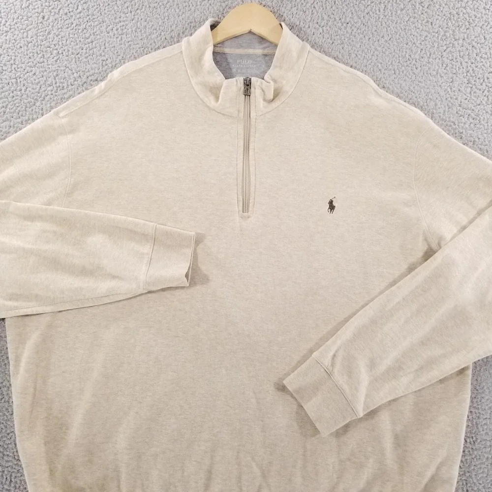 Polo Ralph Lauren Sweater Mens 3XB 1/4 Zip Pullover Sweatshirt Midweight Oatmeal
